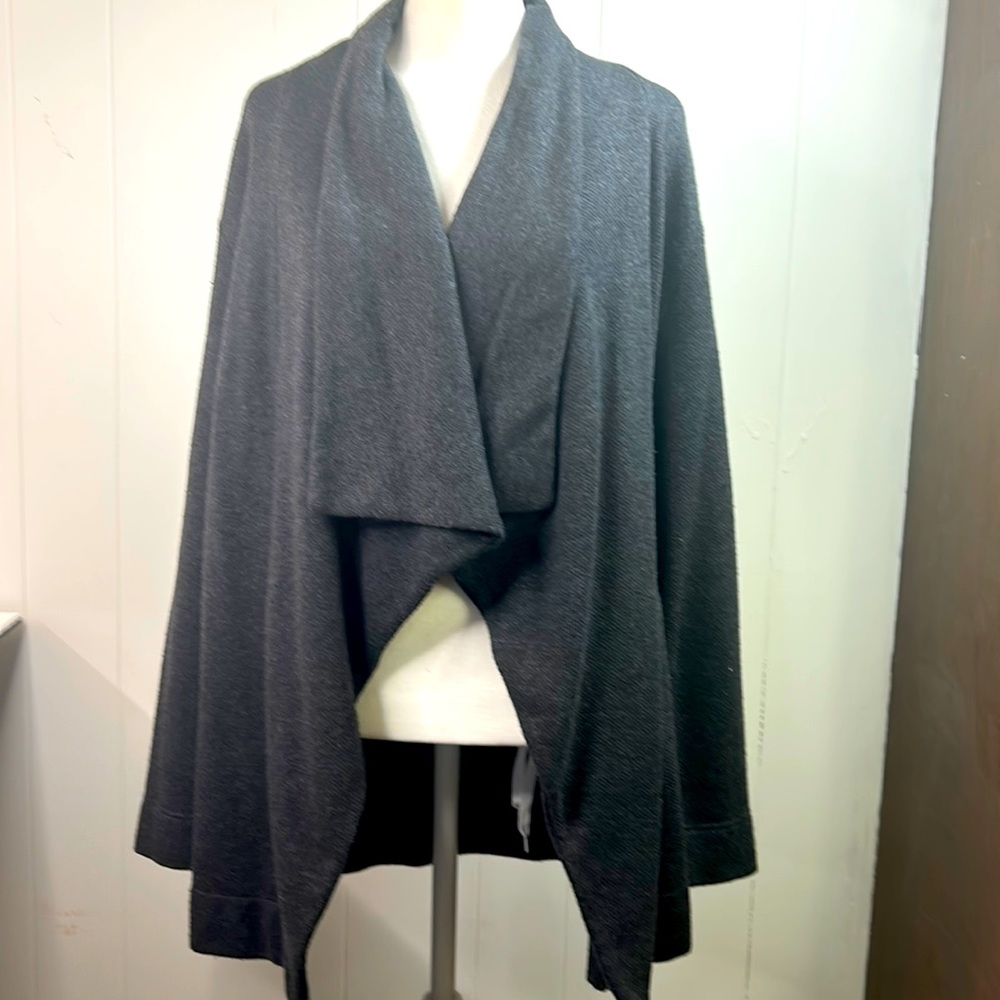 J Crew Women's Ruana, Size Small. Charcoal, gray cascading open front cardigan.
